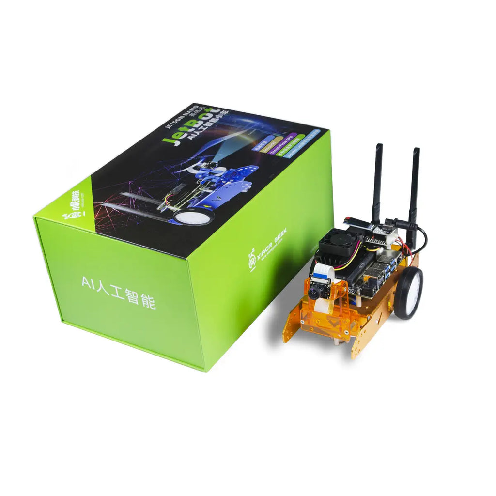 Jetbot AI Robot Car Kit – NVIDIA Jetson Nano Powered | Object Detection, Face Recognition, Autonomous Driving &amp; Deep Learning | Python &amp; JupyterLab (Orange, With Jetson nano)