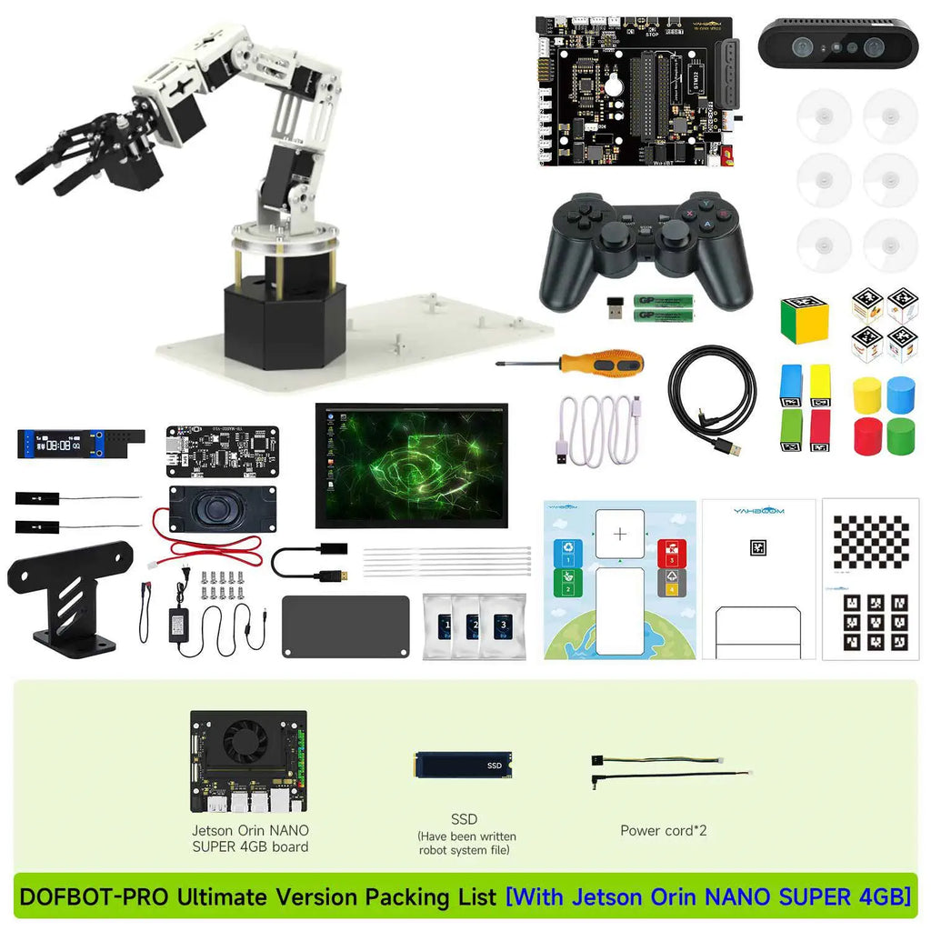 Yahboom DOFBOT Pro AI Large Model 3D Depth Vision Robotic Arm-Ultimate Version with Jetson Orin NANO SUPER 4GB Board