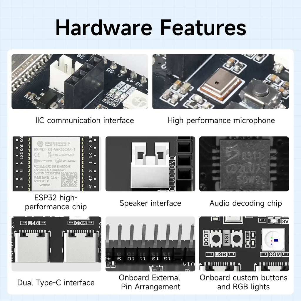 Yahboom ESP32-S3 core board 16MB Flash 8MB PSRAM built-in 2.4GHz WiFi Bluetooth LE--ESP32-S3 board + speaker + OLED