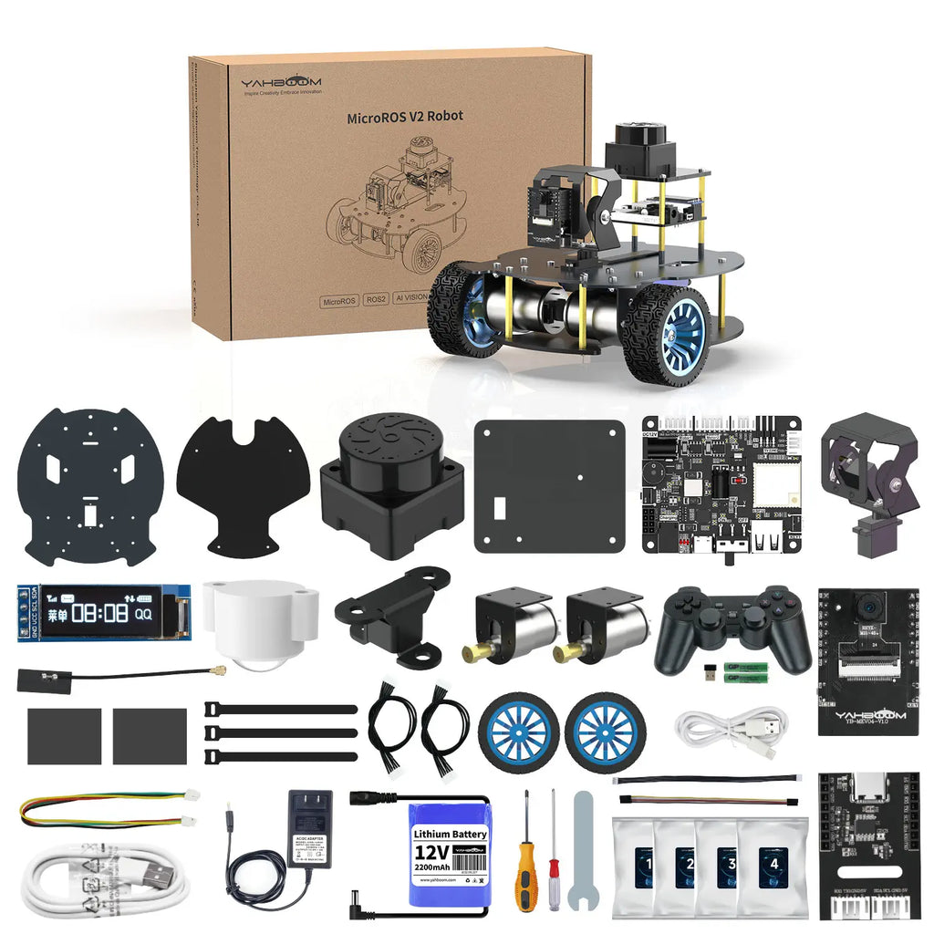 MicroROS V2 ROS2 AI Robot Car for PC virtual machine (MacOS is not supported)-Superior kit