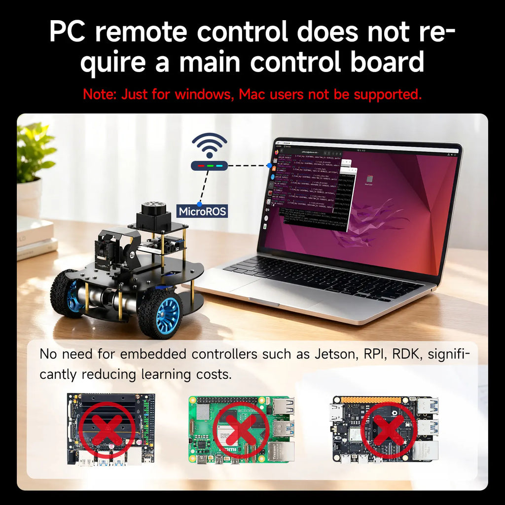 MicroROS V2 ROS2 AI Robot Car for PC virtual machine (MacOS is not supported)-Basic kit