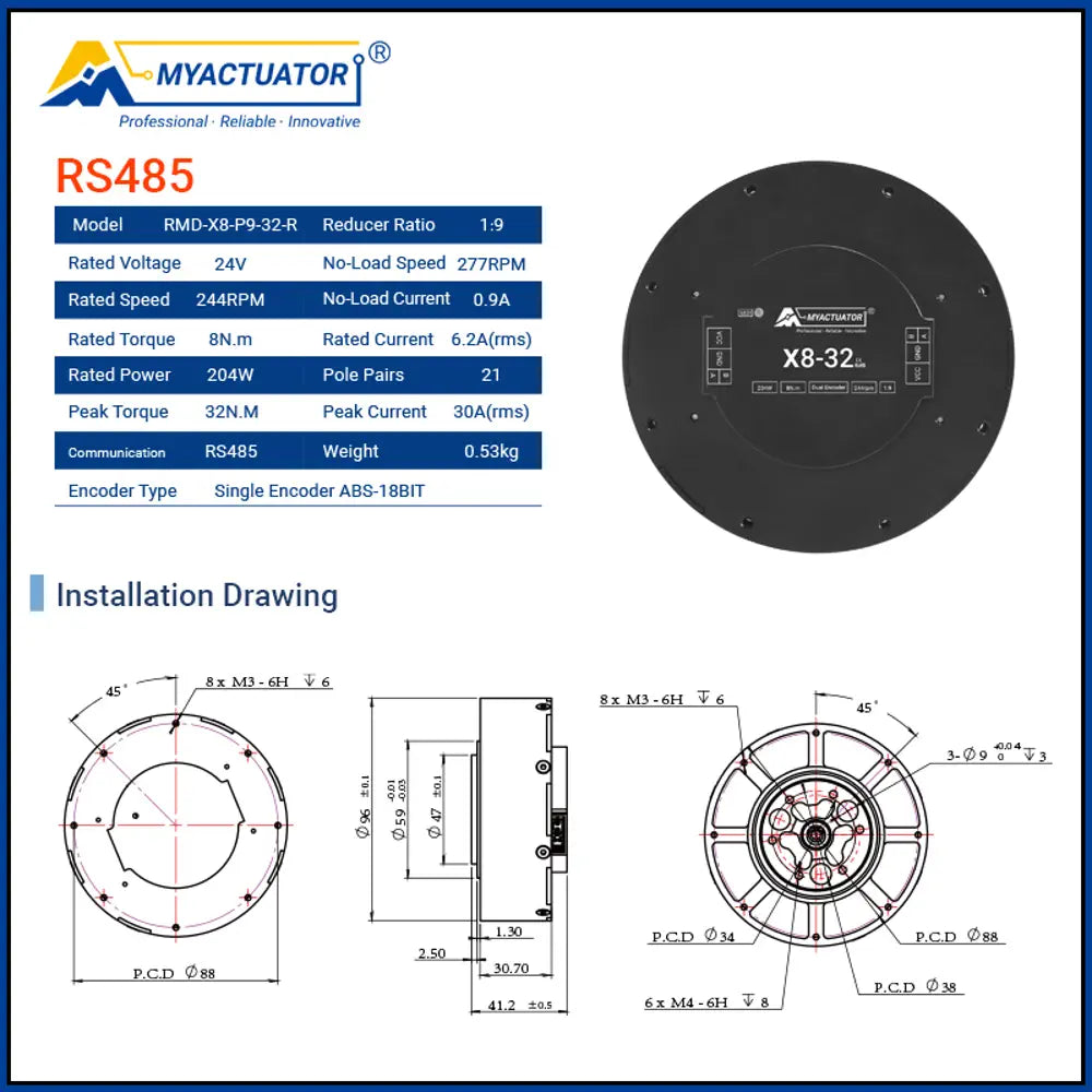 Myactuator standard harmony motor,RMD-X8-32