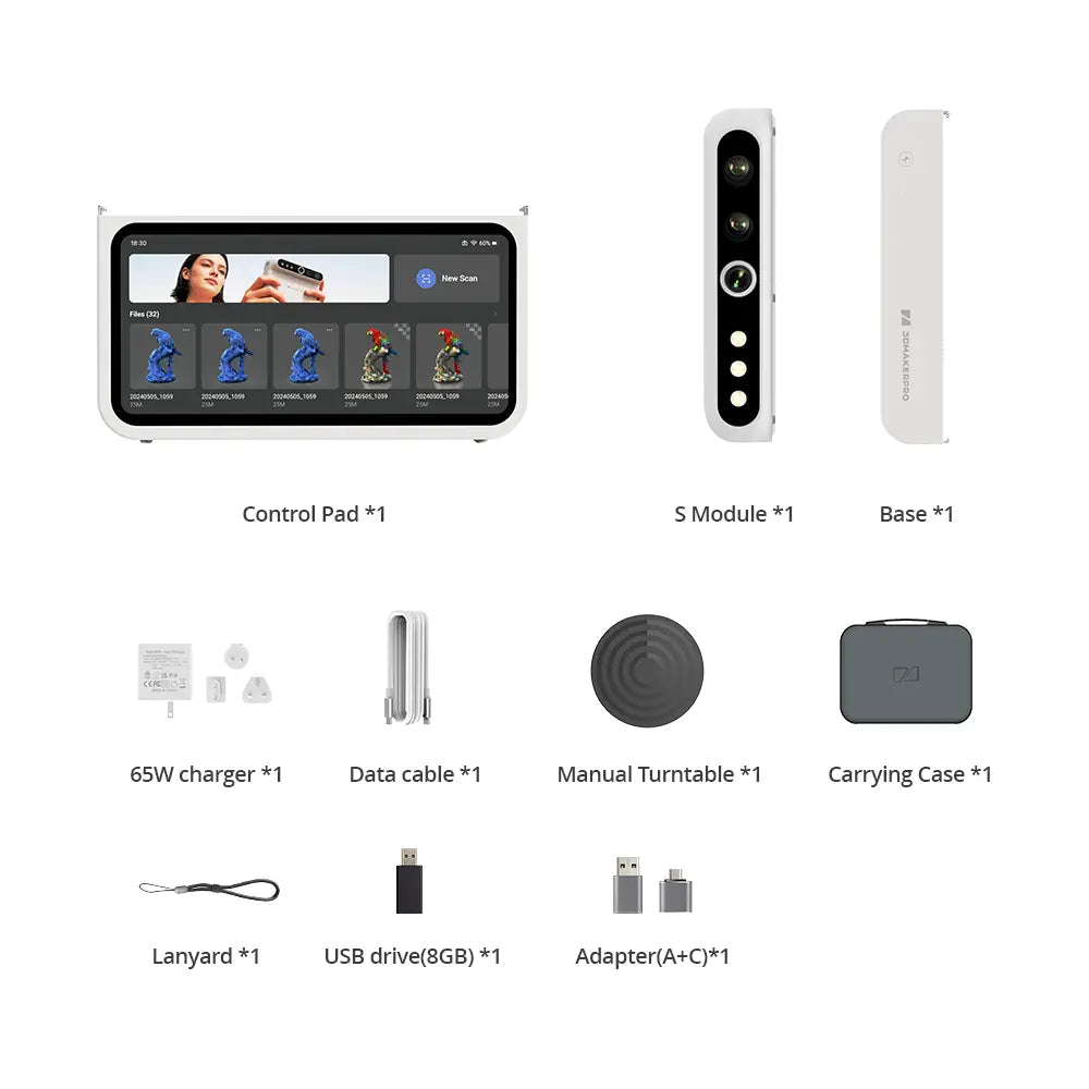 Turtle Pad+S All in one 3D scanner, scan small object 10-300mm, 0.01mmaccuracy, 0.05mm resolution, 10/30fps PC, 24-bit Color Camera