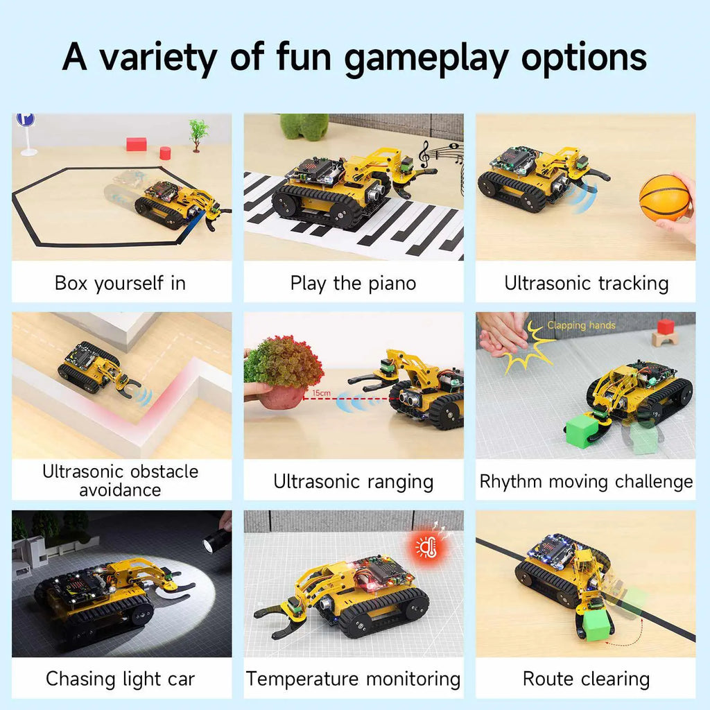 Yahboom Last:bit Programmable Tank Car with 3DOF Robotic Arm(Standard Version without Microbit)