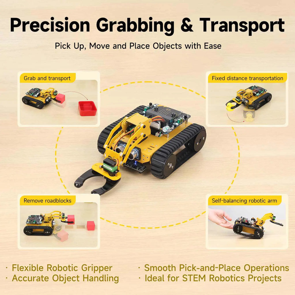 Yahboom Last:bit Programmable Tank Car with 3DOF Robotic Arm(Superior Version without Microbit)