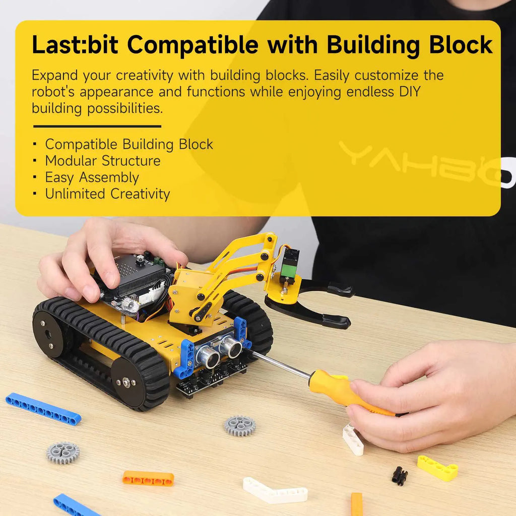Yahboom Last:bit Programmable Tank Car with 3DOF Robotic Arm(Superior Version without Microbit)