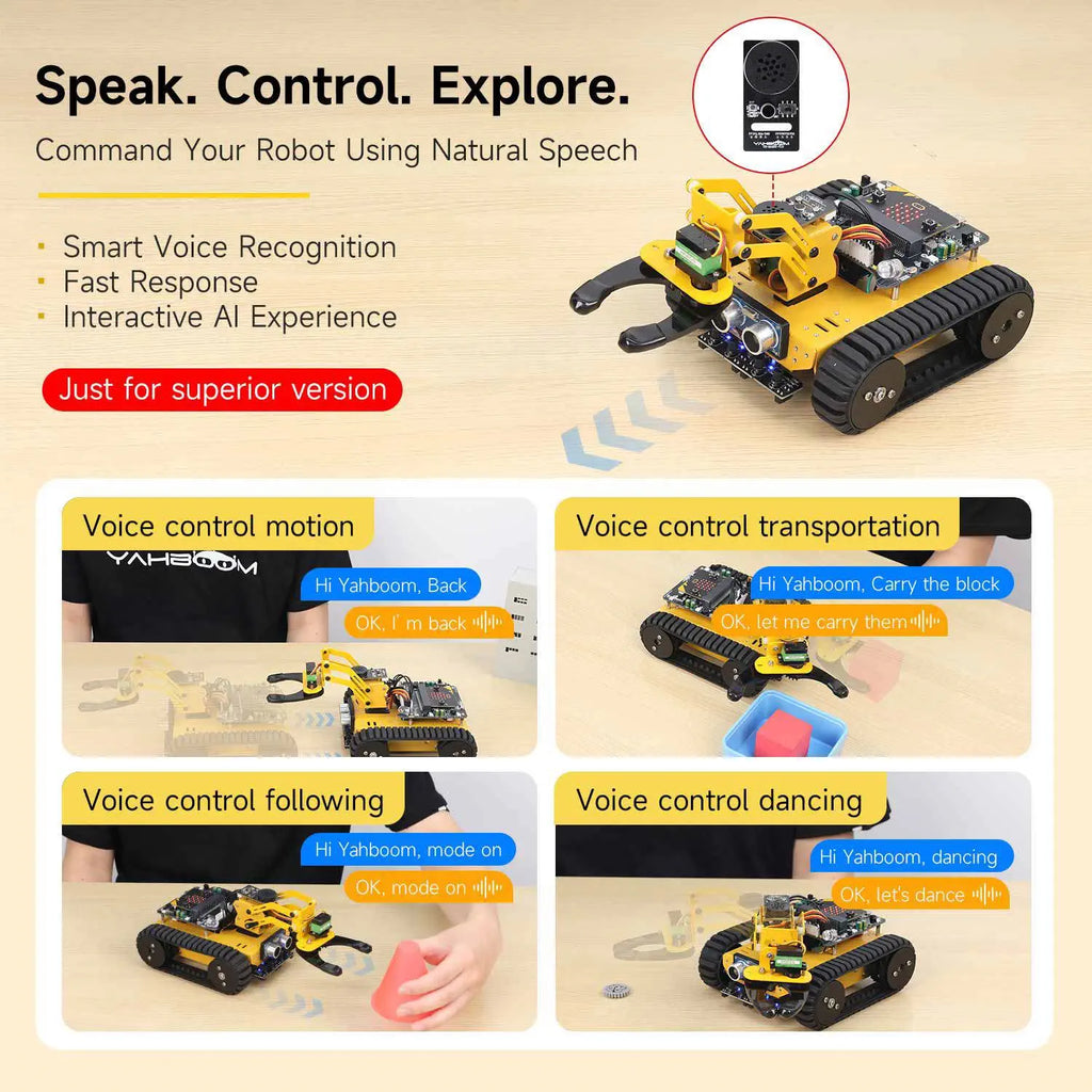 Yahboom Last:bit Programmable Tank Car with 3DOF Robotic Arm(Superior Version with Microbit V2)