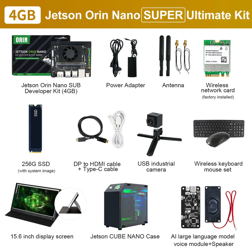Jetson Orin Nano  SUPER Development Board 4GB RAM based on NVIDIA Core Module for AI Deep Learning--Ultimate Kit