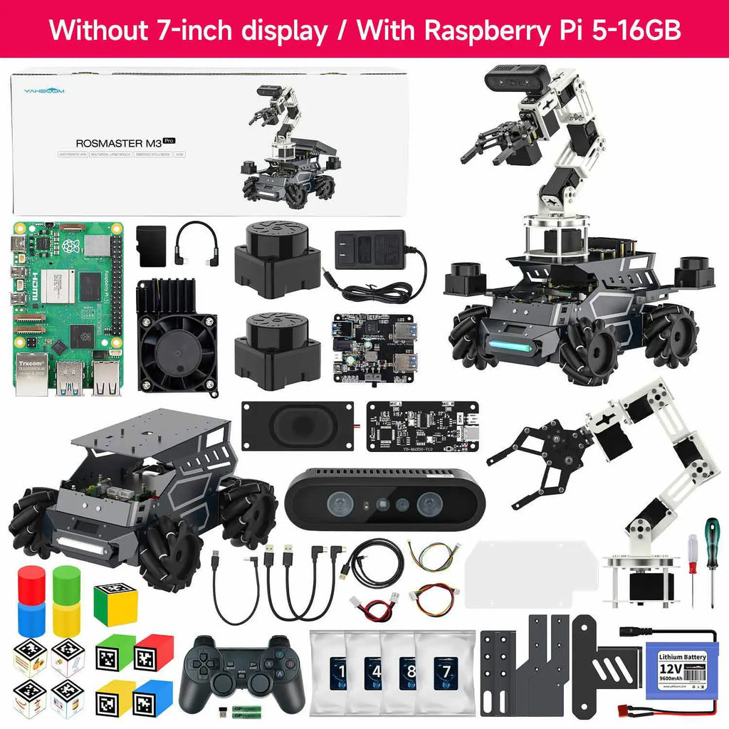 Yahboom ROSMASTER M3 Pro ROS2 Robot No Display-with Raspberry Pi 5 16GB Board