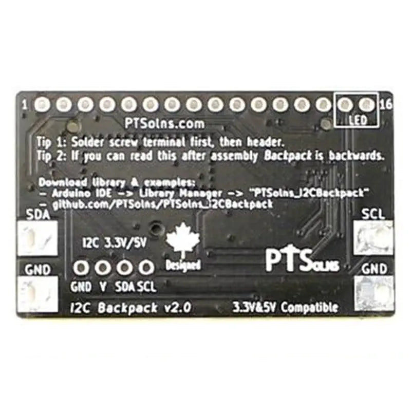 PTSolns I2C Backpack for 1602 and 2004 LCD Kit