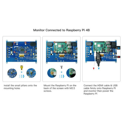 RC070N 7 inch Touch Display 1024x600 HDMI Monitor for Raspberry Pi 3B+/4B/Zero