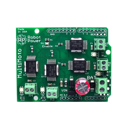 Robot Power MultiMoto 4 Channel H-Bridge Motor Controller for Arduino 6.5A, 6-36V