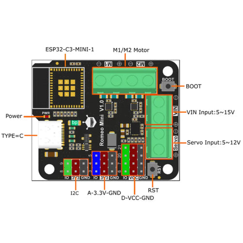 Romeo ESP32-C3 Robot Control Board (Supports Wi-Fi & Bluetooth 5)