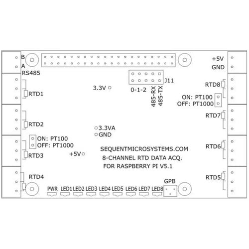 Sequent Microsystems RTD Data Acquisition 8-Layer Stackable HAT for Raspberry Pi