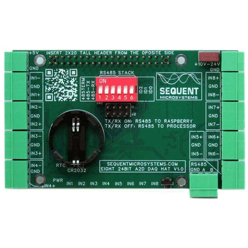 Sequent Microsystems 8 24-Bit Analog Inputs DAQ 8-Layer Stackable HAT for RPi
