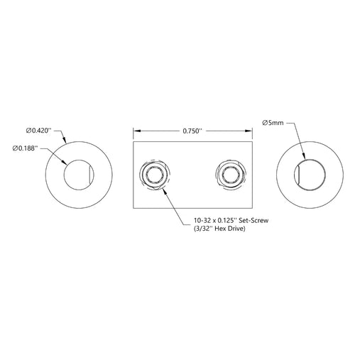 ServoCity 0.1875" to 5mm Set-Screw Shaft Coupler
