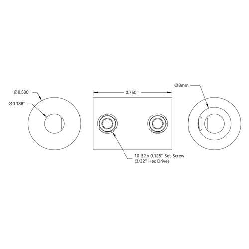 ServoCity 0.1875" to 8mm Set-Screw Shaft Coupler