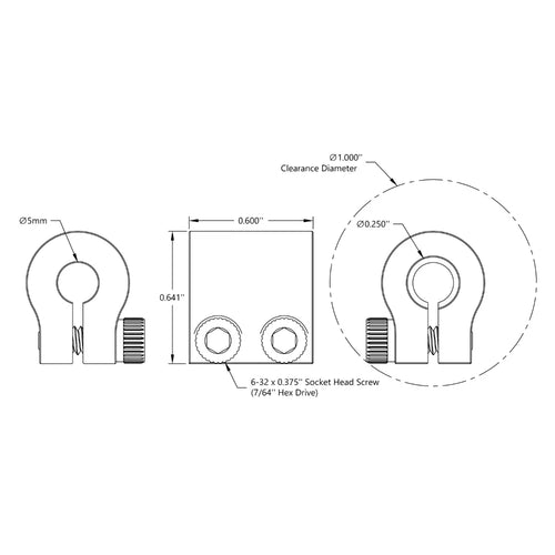 ServoCity 0.250" to 5mm Clamping Shaft Coupler