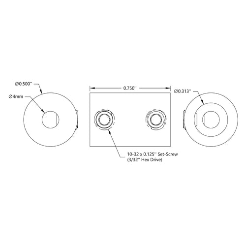 ServoCity 0.3125" to 4mm Set-Screw Shaft Coupler