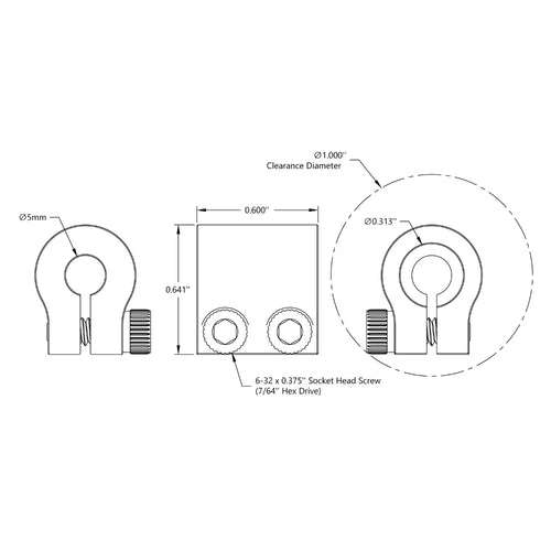 ServoCity 0.3125" to 5mm Clamping Shaft Coupler