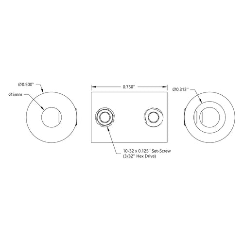 ServoCity 0.3125" to 5mm Set-Screw Shaft Coupler