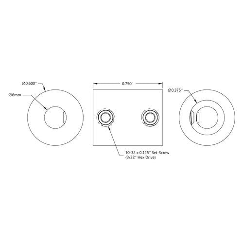 ServoCity 0.375" to 6mm Set-Screw Shaft Coupler