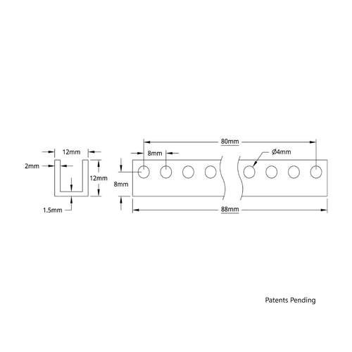 ServoCity 1101 Series U-Beam (11 Hole, 88mm Length)
