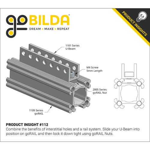 ServoCity 1101 Series U-Beam (1 Hole, 8mm Length)
