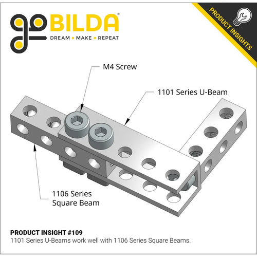 ServoCity 1101 Series U-Beam (1 Hole, 8mm Length)