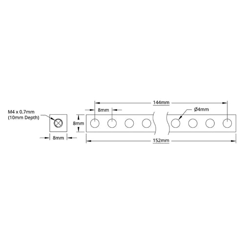 ServoCity 1106 Series Square Beam (19 Hole, 152mm Length)