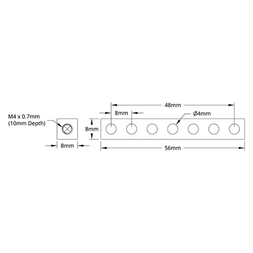 ServoCity 1106 Series Square Beam (7 Hole, 56mm Length)
