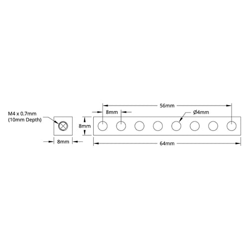 ServoCity 1106 Series Square Beam (8 Hole, 64mm Length)