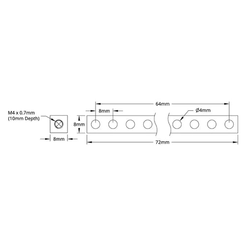 ServoCity 1106 Series Square Beam (9 Hole, 72mm Length)
