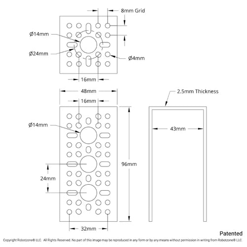 ServoCity 1111 Series Angle Pattern Bracket (4-1)