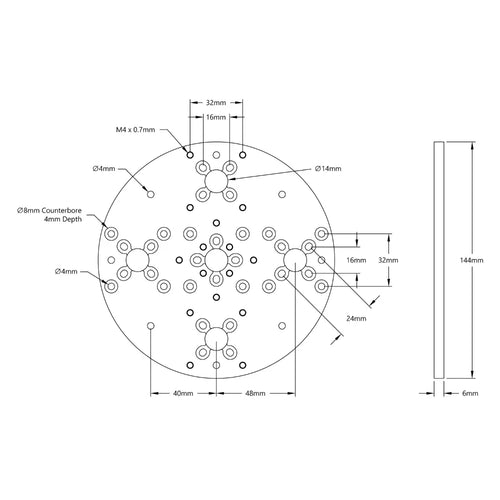 ServoCity 1140 Series Baseplate (6mm Thickness, 144mm Diameter)