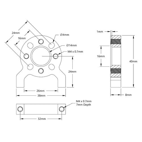 ServoCity 1200 Series 1-Side, 2-Post Pattern Mount (32-1)