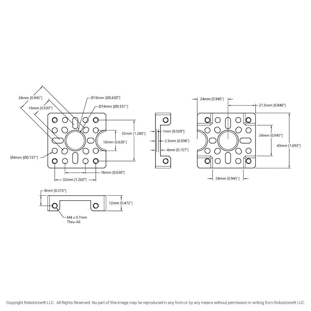 ServoCity 1201 Series Quad Block Pattern Mount (43-5)