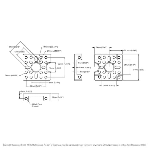 ServoCity 1201 Series Quad Block Pattern Mount (43-5)