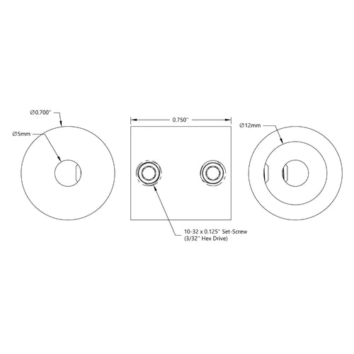 ServoCity 12mm to 5mm Set-Screw Shaft Coupler