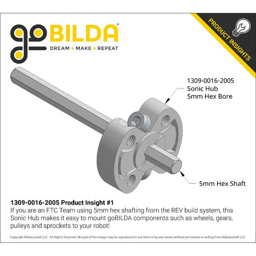 ServoCity 1309 Series Sonic Hub (5mm Hex Bore)