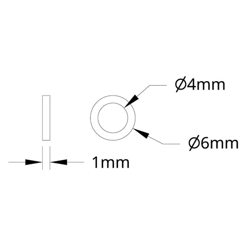 ServoCity 1500 Series Plastic Spacer (4mm ID x 6mm OD, 1mm Thickness) - 12 Pack