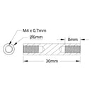 ServoCity 1501 Series M4 x 0.7mm Standoff (6mm OD, 30mm Length) - 4 Pack