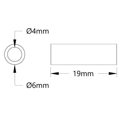 ServoCity 1502 Series 4mm ID Spacer (6mm OD, 19mm Length) - 4 Pack