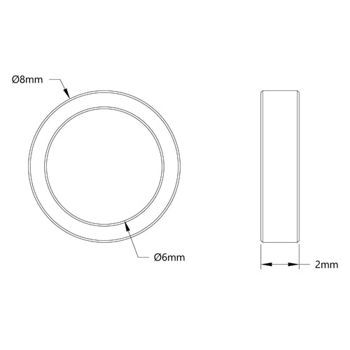 ServoCity 1521 Series 6mm ID Spacer (8mm OD, 2mm Length) - 4 Pack