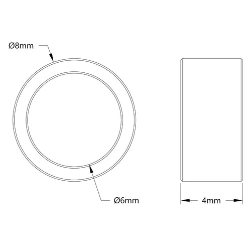 ServoCity 1521 Series 6mm ID Spacer (8mm OD, 4mm Length) - 4 Pack