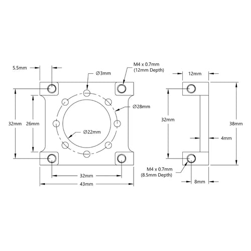 ServoCity 1702 Series Quad Block Motor Mount (32-2)