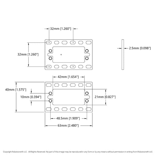 ServoCity 1801 Series Servo Plate (for Standard Size Servos)