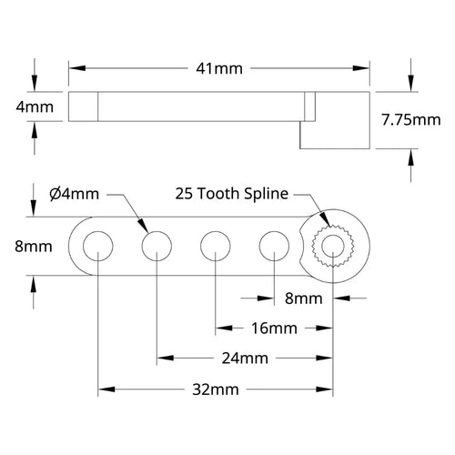 ServoCity 1900 Series Single Servo Arm (25 Tooth Spline, 32mm Length)