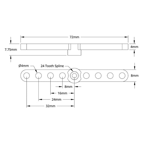 ServoCity 1902 Series Dual Servo Arm (24 Tooth Spline, 64mm Length)