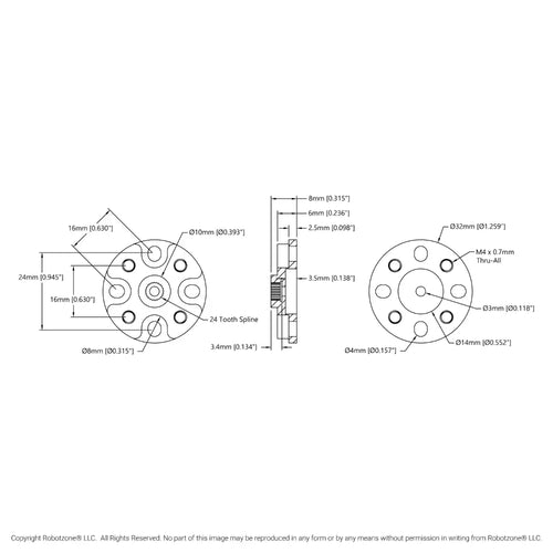 ServoCity 1908 Series Servo Hub (24 Tooth Spline, 32mm Diameter)